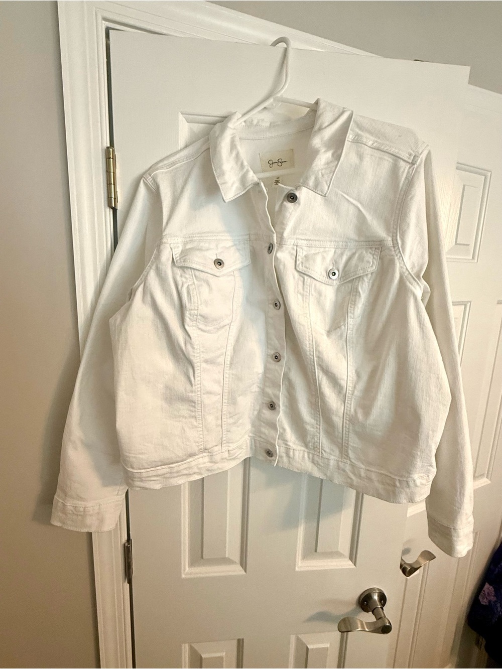 Jessica Simpson White Denim Jean Jacket - Women's Button-Front - Picture 2 of 3